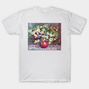 Bouquet of Forest Flowers in a Red Vase T-Shirt